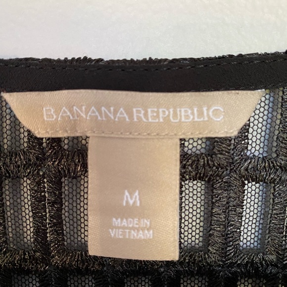 Banana Republic Black Sheer Patterned Blouse Size Medium - Picture 4 of 6